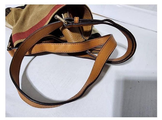 Burberry Canvas Mega Check Mini Ashby Hobo Saddle Bag Braun/Beige - Ansicht 13