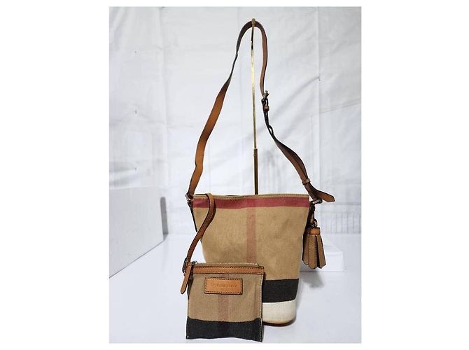 Burberry Canvas Mega Check Mini Ashby Hobo Saddle Bag Braun/Beige - Ansicht 2