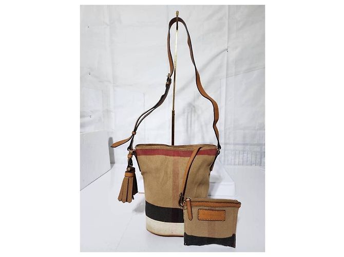 Burberry Canvas Mega Check Mini Ashby Hobo Saddle Bag Braun/Beige - Ansicht 4