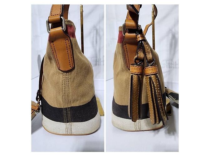 Burberry Canvas Mega Check Mini Ashby Hobo Saddle Bag Braun/Beige - Ansicht 6