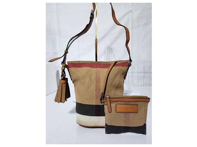 Burberry Canvas Mega Check Mini Ashby Hobo Saddle Bag Braun/Beige - Ansicht 7