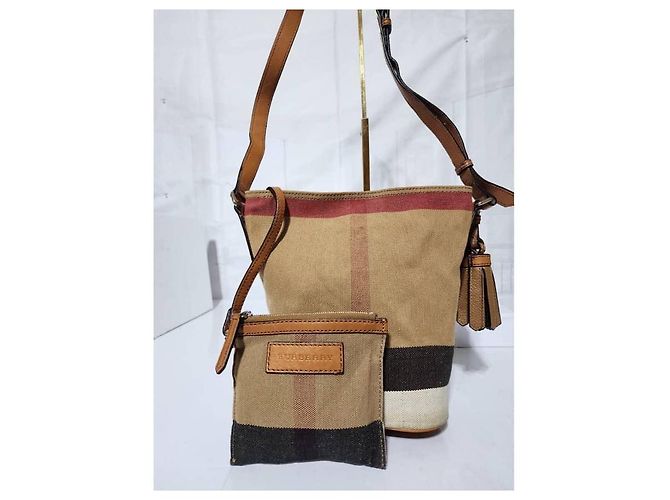 Burberry Canvas Mega Check Mini Ashby Hobo Saddle Bag Braun/Beige - Ansicht 8