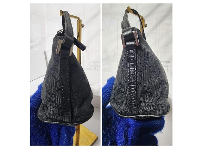Borsa a spalla Gucci GG Canvas Boat Nera Nero - vista 10