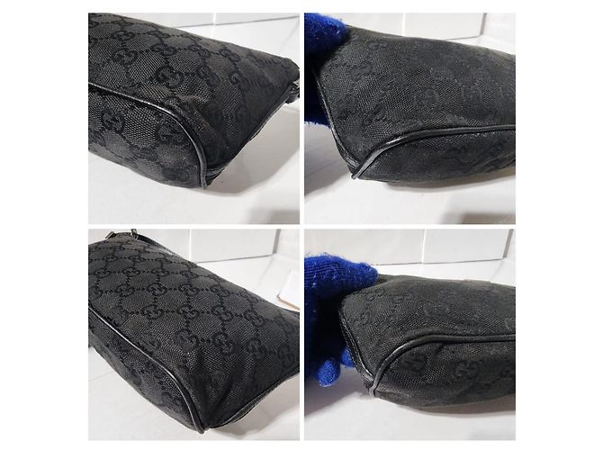 Borsa a spalla Gucci GG Canvas Boat Nera Nero - vista 12