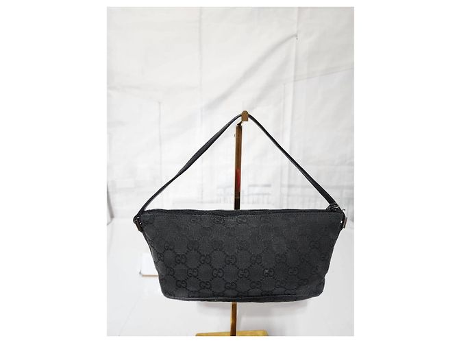 Borsa a spalla Gucci GG Canvas Boat Nera Nero - vista 4