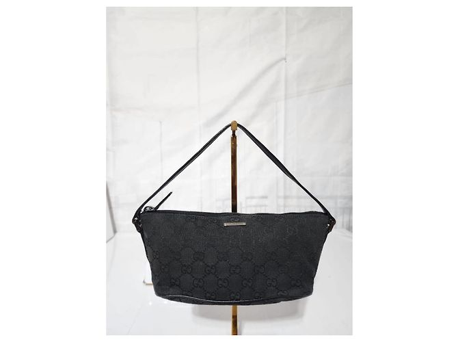 Borsa a spalla Gucci GG Canvas Boat Nera Nero - vista 5