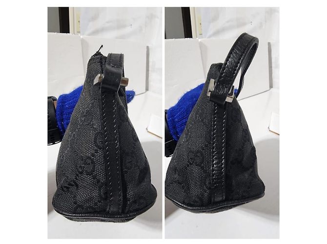Borsa a spalla Gucci GG Canvas Boat Nera Nero - vista 7