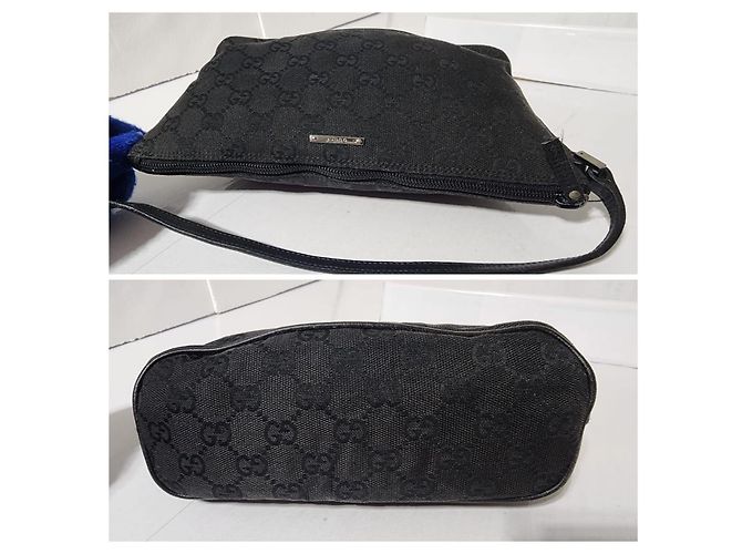 Borsa a spalla Gucci GG Canvas Boat Nera Nero - vista 9