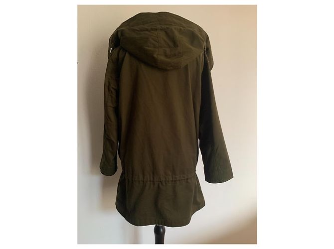 Maje Mantel aus Baumwolle Khaki und Rot Schwarz Kariert - Ansicht 10
