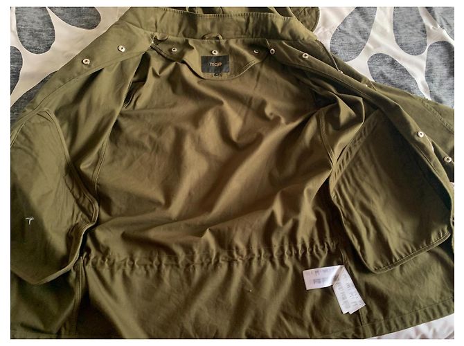 Maje Mantel aus Baumwolle Khaki und Rot Schwarz Kariert - Ansicht 11