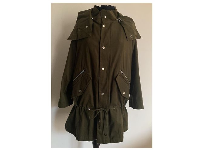 Maje Mantel aus Baumwolle Khaki und Rot Schwarz Kariert - Ansicht 7