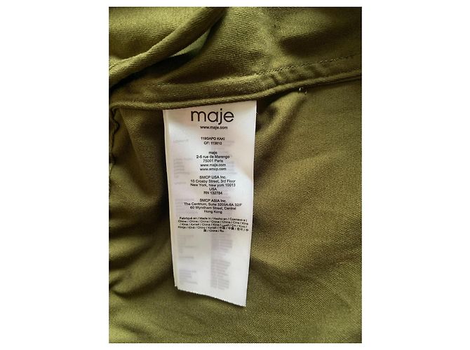 Maje Mantel aus Baumwolle Khaki und Rot Schwarz Kariert - Ansicht 9