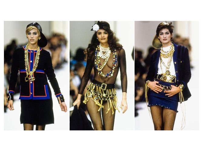 Chanel 1993 Collar Cinturón de Cadena Doblada Extra Gruesa Martillada y Medallón con Hardware Baño de Oro de 24K. Gold hardware - vista 17