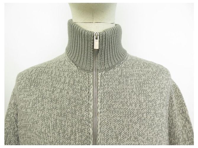 Hermès HERMES JACKE WESTE MIT REISSVERSCHLUSS L 56 AUS GRAUEM CASHMERE - Ansicht 2