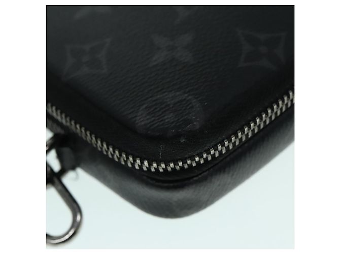 LOUIS VUITTON Monogram Eclipse Doppia Pochette per Telefono Grigio M69534 LV Auth 89410 Marrone Monogramma - vista 17