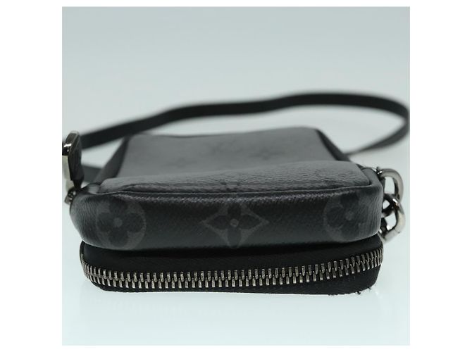 LOUIS VUITTON Monogram Eclipse Doppia Pochette per Telefono Grigio M69534 LV Auth 89410 Marrone Monogramma - vista 5
