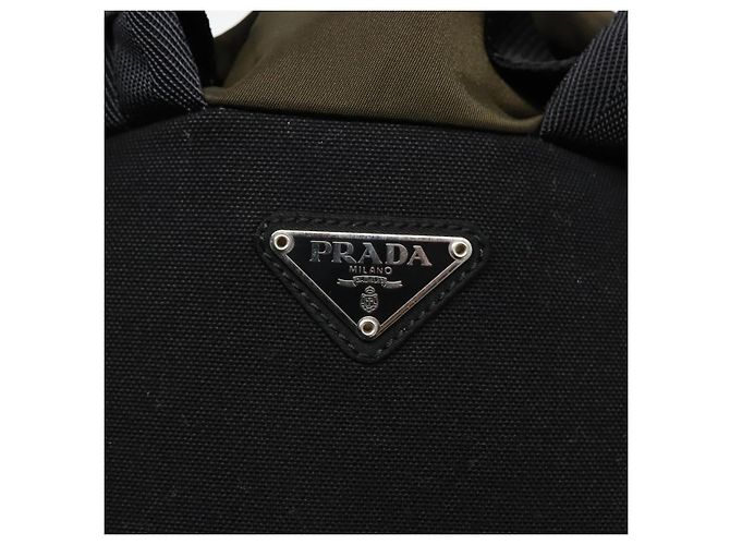 PRADA Backpack Nylon Khaki Silver Auth ep5764 Silvery - view 19