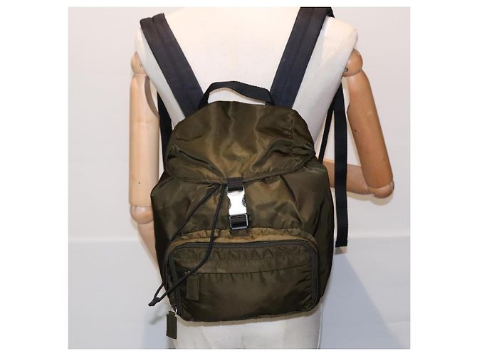 PRADA Backpack Nylon Khaki Silver Auth ep5764 Silvery - view 28