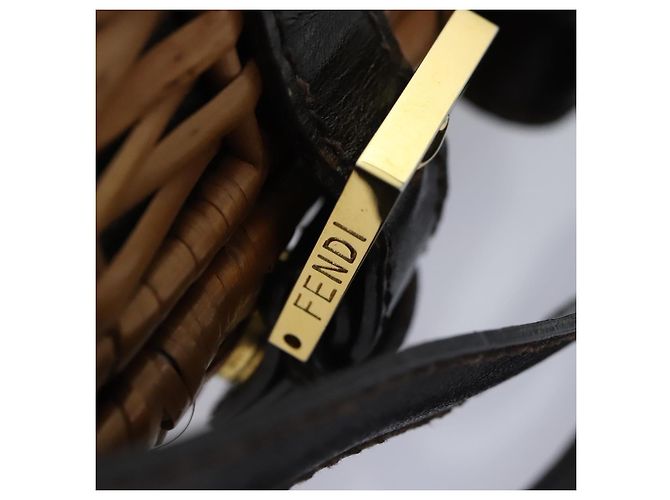 FENDI Handtasche Holz Beige Gold Auth bs18841 Golden - Ansicht 10