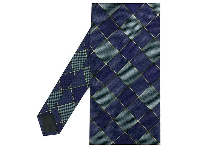 Romeo Gigli Blue Diamond Pattern Silk Tie - view 3
