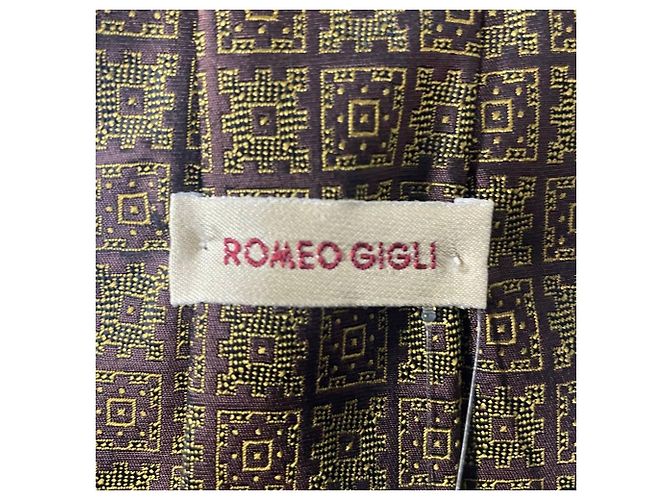 Romeo Gigli Brown Pattern Silk Tie - view 4