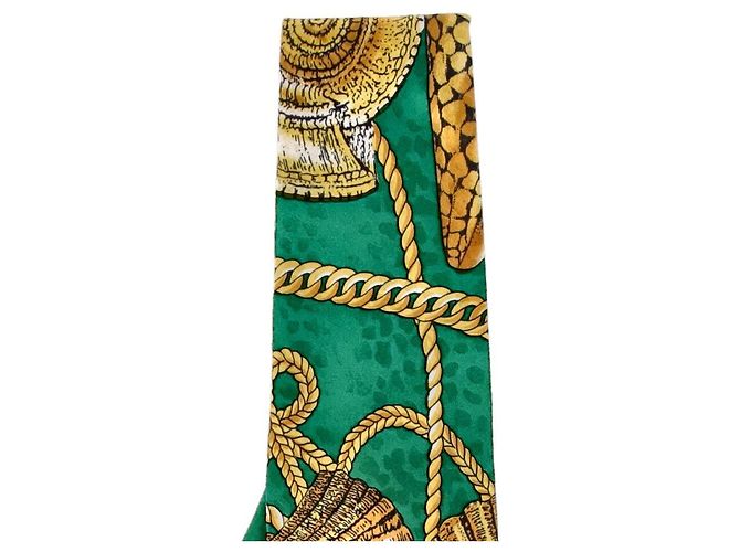 Cravatta in seta stampata verde Gianni Versace - vista 2