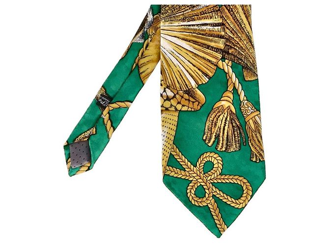 Cravatta in seta stampata verde Gianni Versace - vista 3
