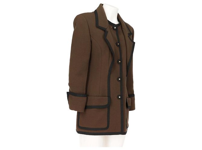 Blazer in lana marrone e nero Chanel - anni 2000 - vista 2