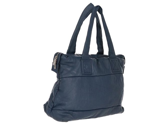 Borsa a spalla in pelle blu Chanel - anni 2000 - vista 3