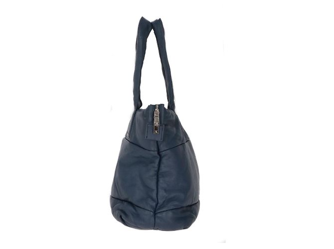 Borsa a spalla in pelle blu Chanel - anni 2000 - vista 4