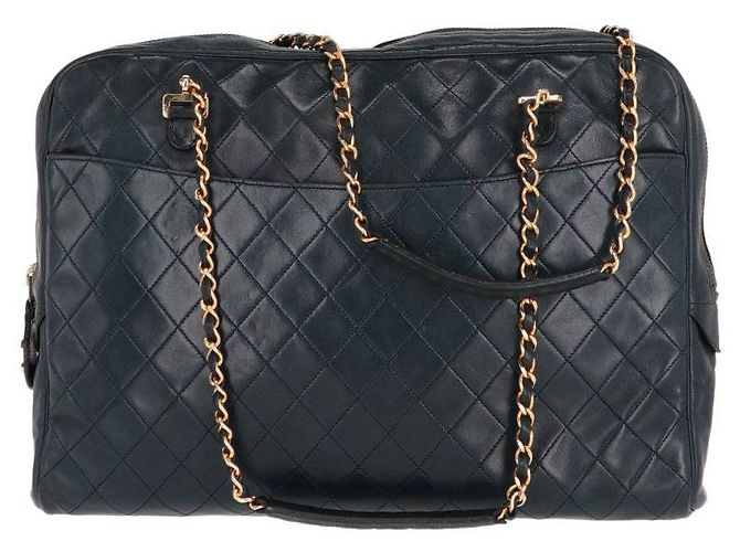 Borsa a spalla matelassé blu scuro Chanel Bordò - vista 2