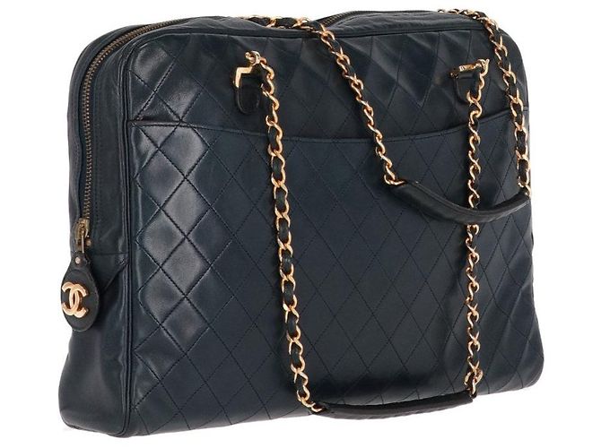 Borsa a spalla matelassé blu scuro Chanel Bordò - vista 3