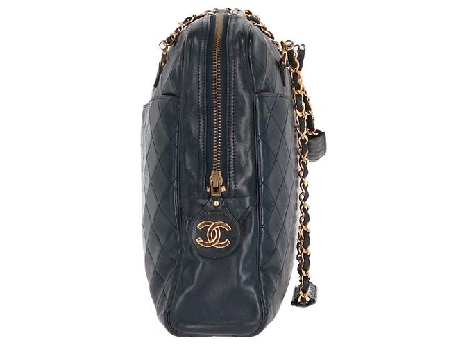 Borsa a spalla matelassé blu scuro Chanel Bordò - vista 5