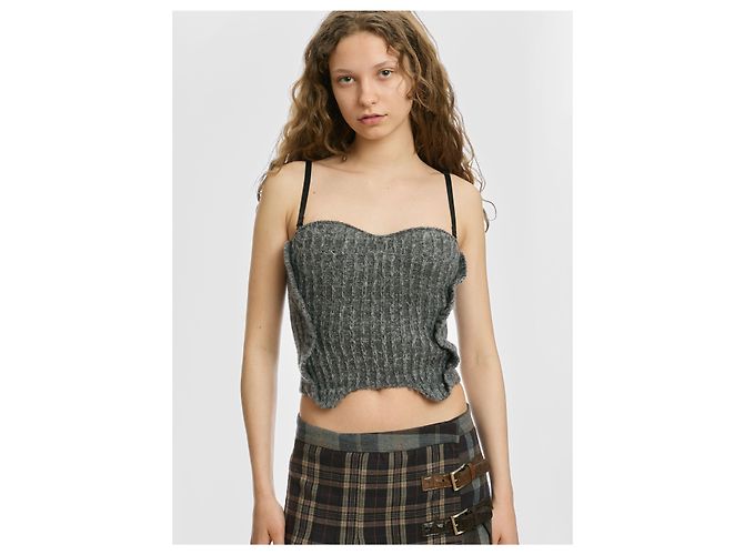 Autre Marque Top bustier de punto Sisley Gris - vista 2