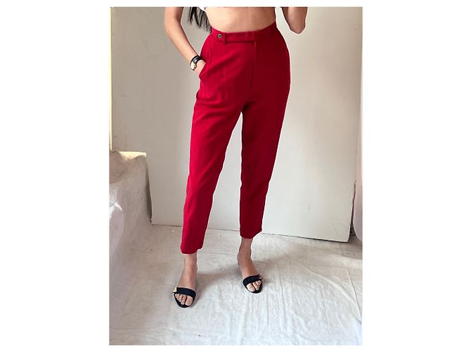 Autre Marque Pantalones de seda/algodón rojo Magaschoni de Tracy Reiss Roja - vista 4