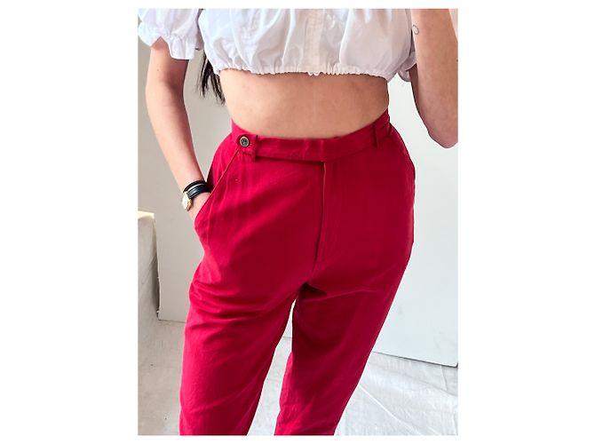 Autre Marque Pantalones de seda/algodón rojo Magaschoni de Tracy Reiss Roja - vista 5