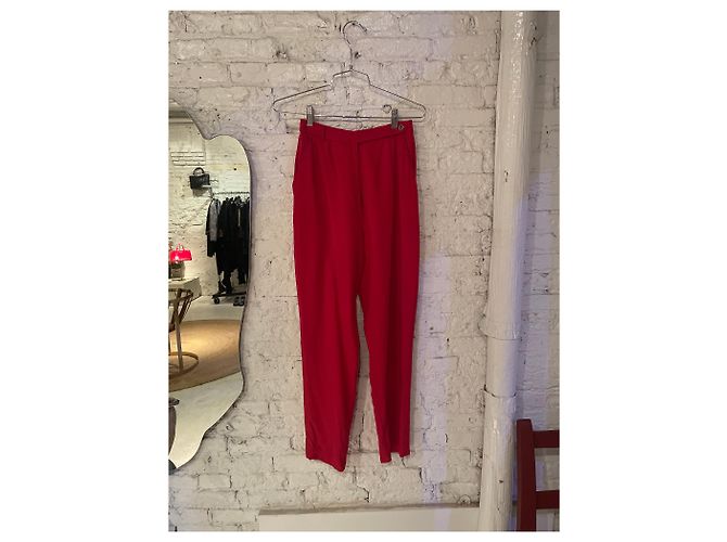 Autre Marque Pantalones de seda/algodón rojo Magaschoni de Tracy Reiss Roja - vista 7