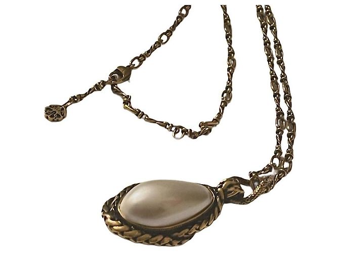 Collana a serpente in perle di vetro bianche vintage autentica Alexander McQueen - vista 3