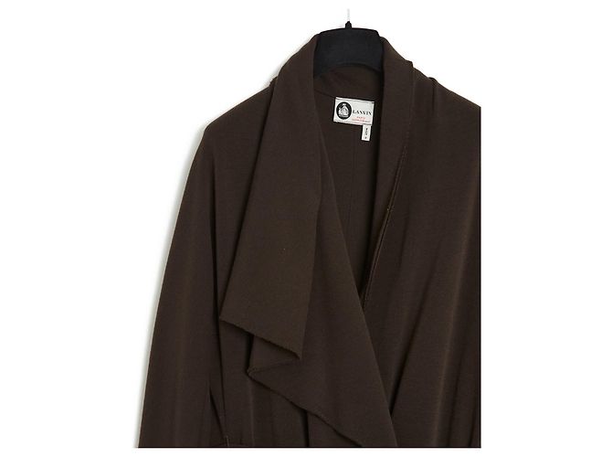 Abrigo Lanvin Alber Elbaz FR38 Marrón de Lana Jersey Abrigo Plegable UK10 US8 Castaño - vista 2