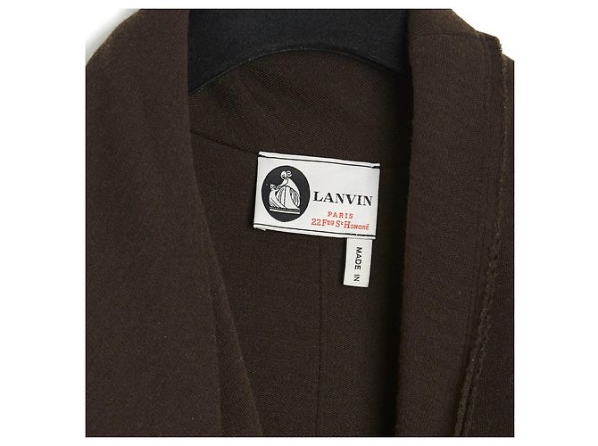 Abrigo Lanvin Alber Elbaz FR38 Marrón de Lana Jersey Abrigo Plegable UK10 US8 Castaño - vista 4
