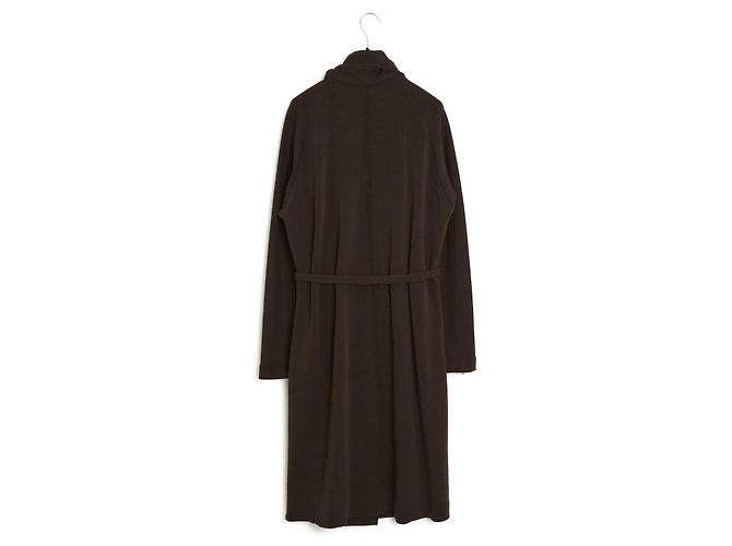 Abrigo Lanvin Alber Elbaz FR38 Marrón de Lana Jersey Abrigo Plegable UK10 US8 Castaño - vista 5