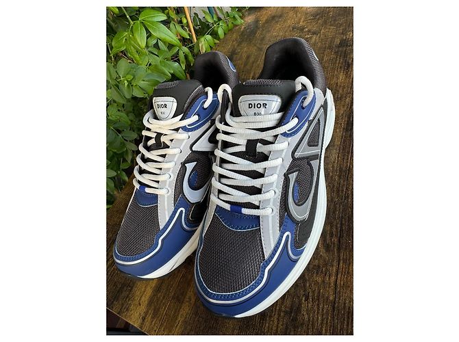 Sneakers Dior B-30 Blu Navy in Pelle di Agnello - vista 2