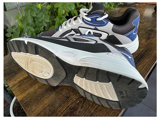 Sneakers Dior B-30 Blu Navy in Pelle di Agnello - vista 5