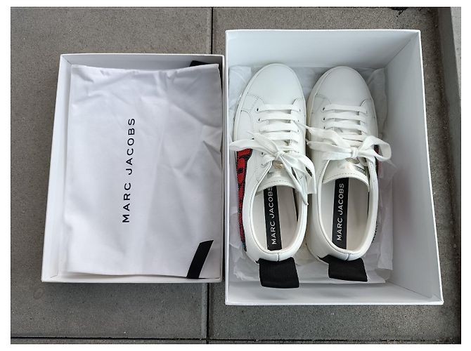Sneakers Marc Jacobs in pelle bianca con strass Swarovski Bianco Multicolore - vista 2