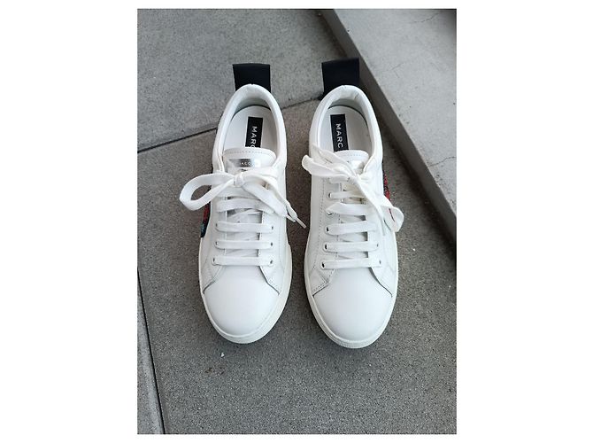 Sneakers Marc Jacobs in pelle bianca con strass Swarovski Bianco Multicolore - vista 4