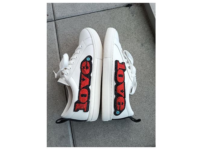 Sneakers Marc Jacobs in pelle bianca con strass Swarovski Bianco Multicolore - vista 6