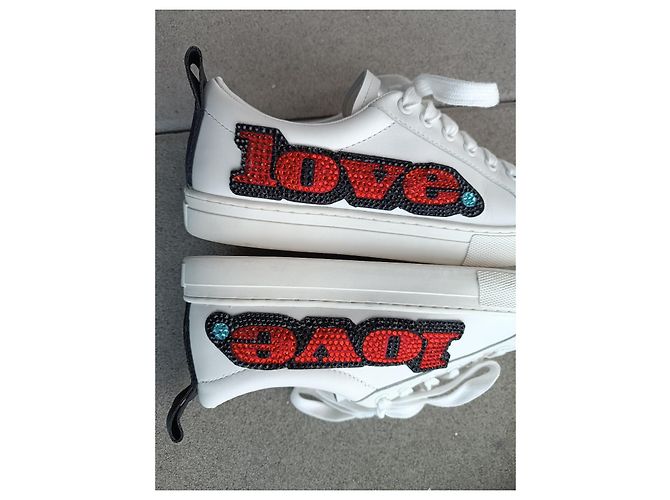 Sneakers Marc Jacobs in pelle bianca con strass Swarovski Bianco Multicolore - vista 7