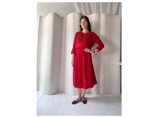 Vanessa Bruno Athe Rotes durchscheinendes Bluson-Kleid - Ansicht 2
