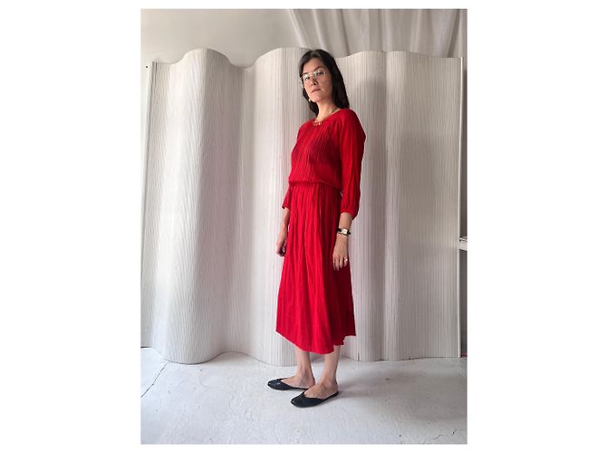 Vanessa Bruno Athe Rotes durchscheinendes Bluson-Kleid - Ansicht 3