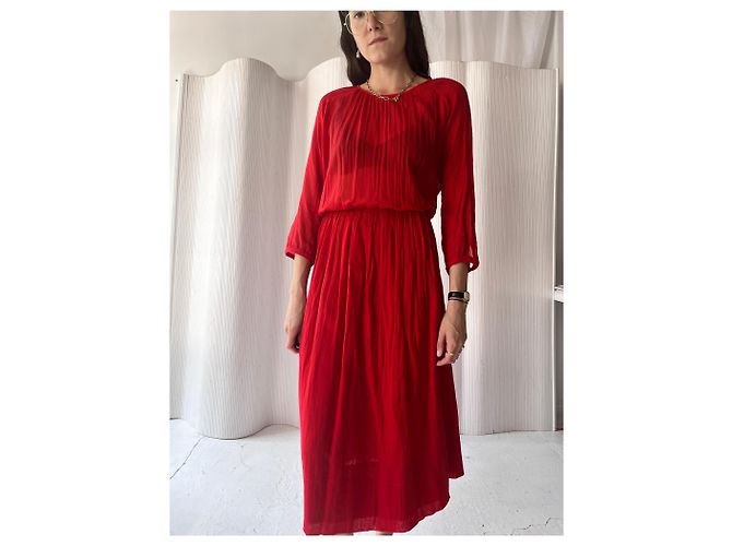 Vanessa Bruno Athe Rotes durchscheinendes Bluson-Kleid - Ansicht 4